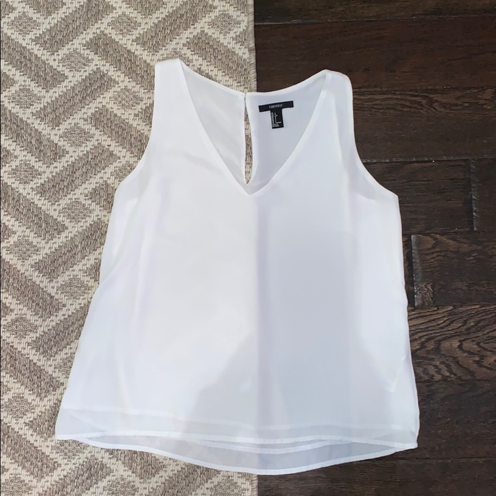 White Chiffon V-Neck Tank
